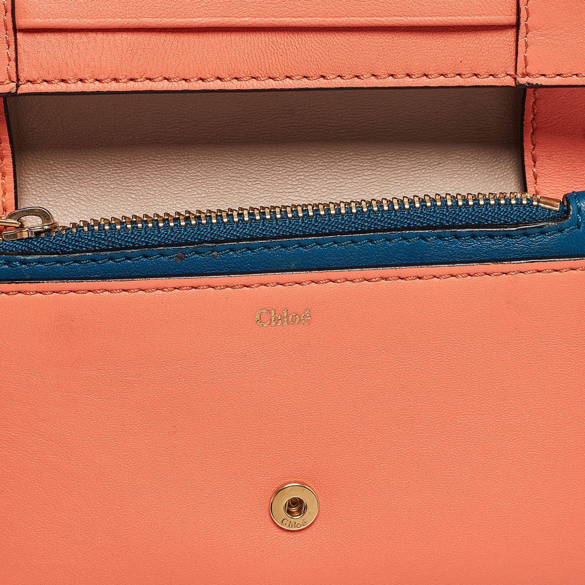 Chloe Orange Leather Fold Over Flap Wallet For Sale 4