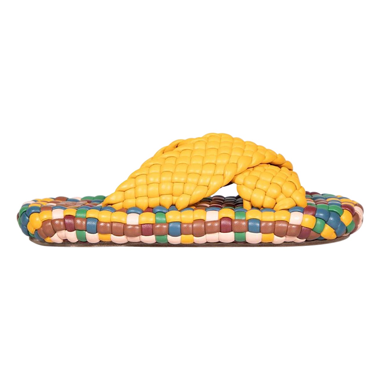 Chloé Orange Leather Lotte Woven Leather Slides Size IT 38