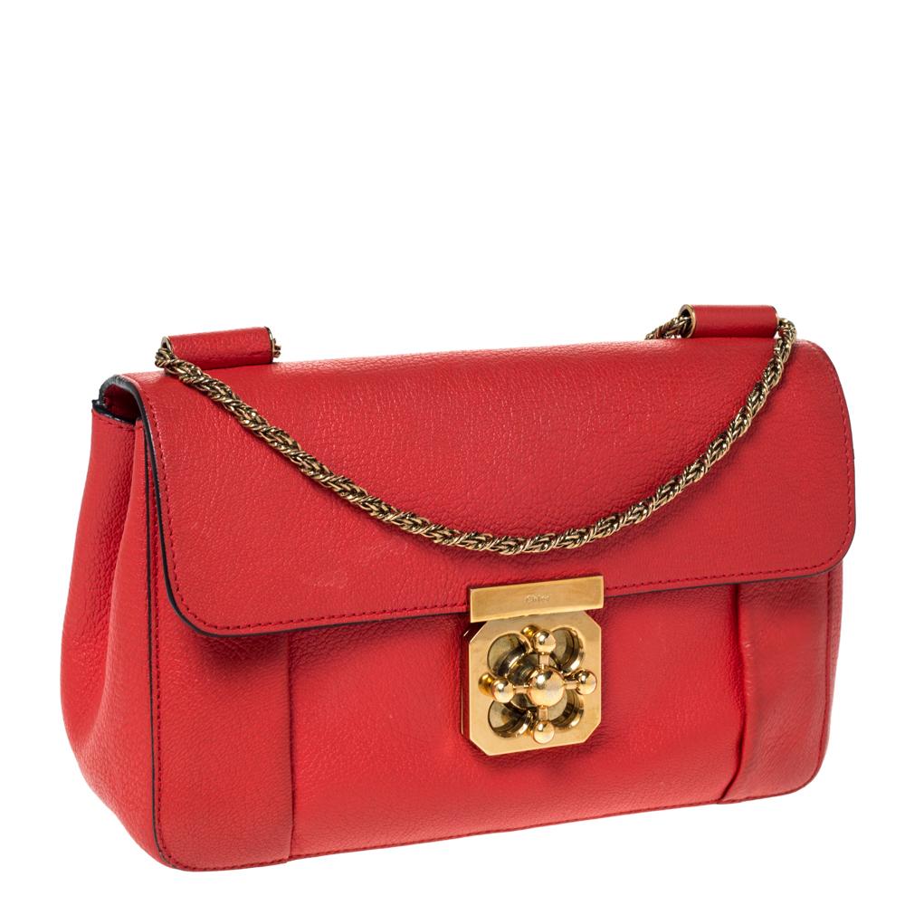 Red Chloe Orange Leather Medium Elsie Shoulder Bag