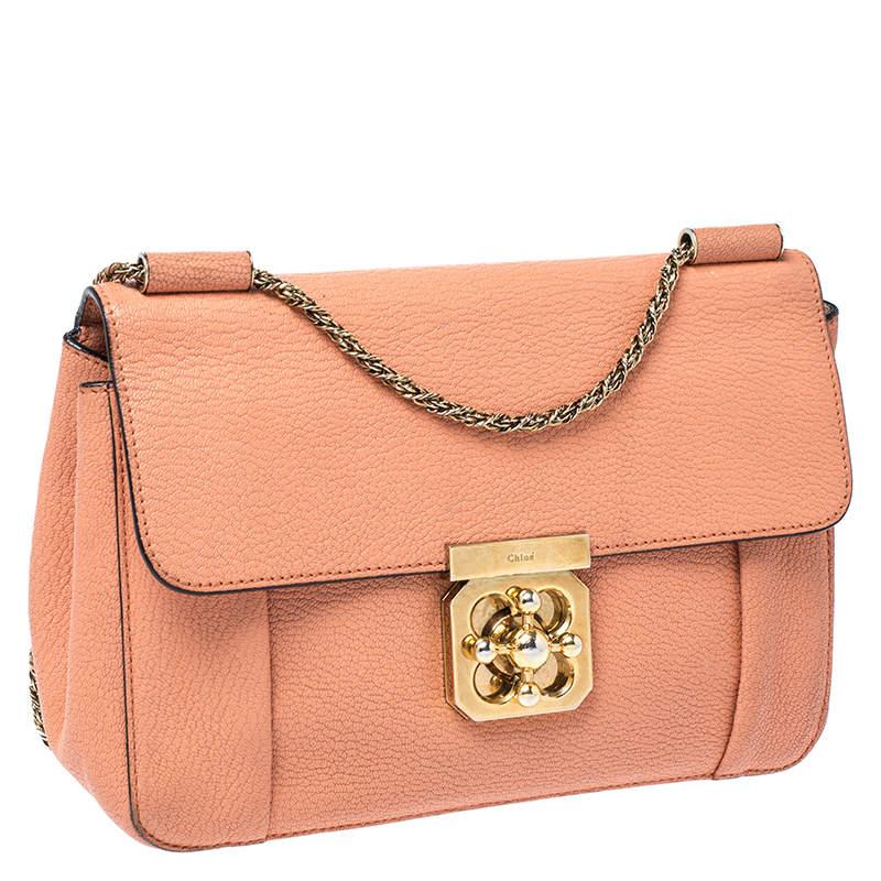 Women's Chloe Orange Leather Medium Elsie Shoulder Bag For Sale