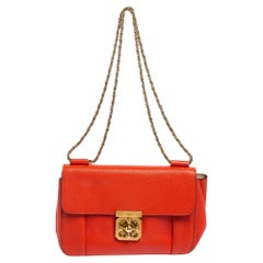 Chloe - Sac à bandoulière Elsie en cuir orange, taille moyenne