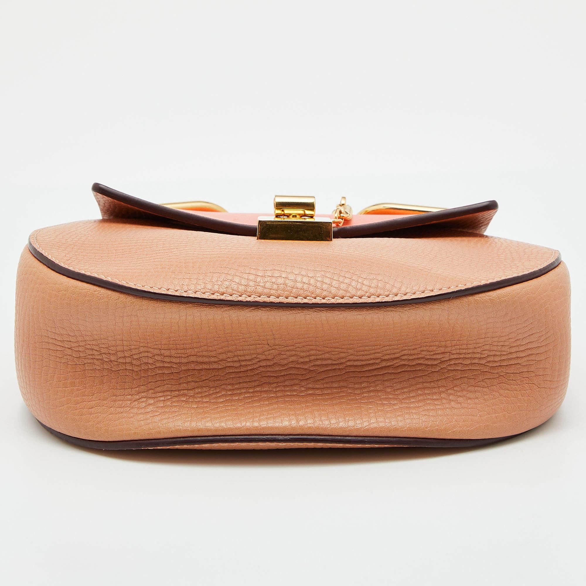 Men's Chloe Orange Leather Mini Drew Chian Shoulder Bag