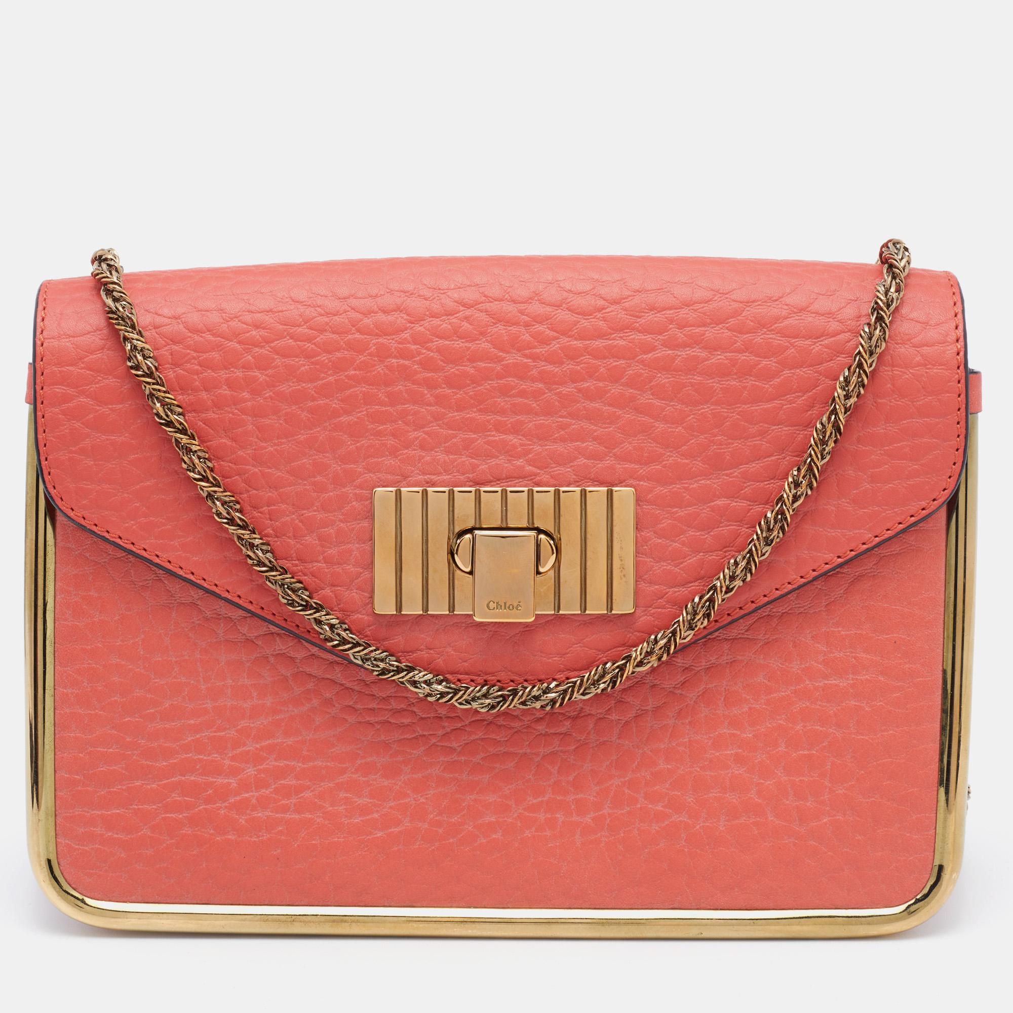 Chloe Orange Leather Sally Shoulder Bag 3