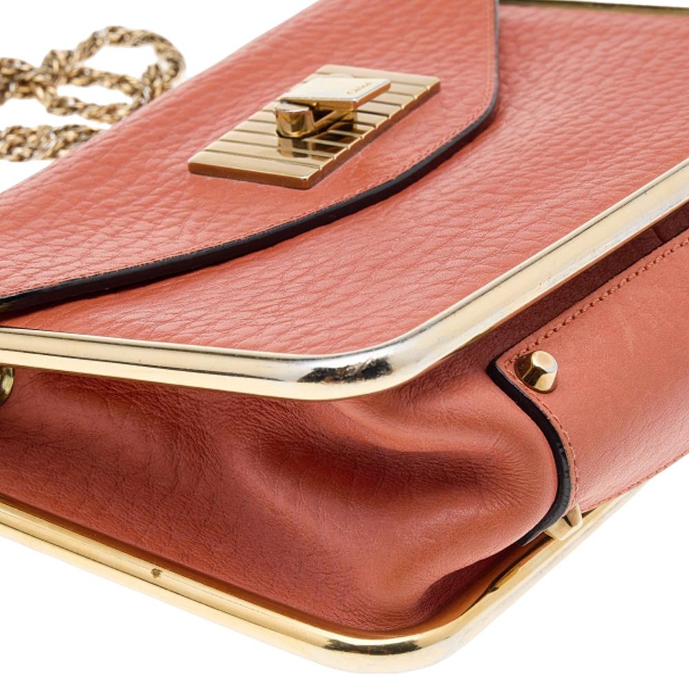 Chloe Orange Leather Small Sally Shoulder Bag For Sale 3