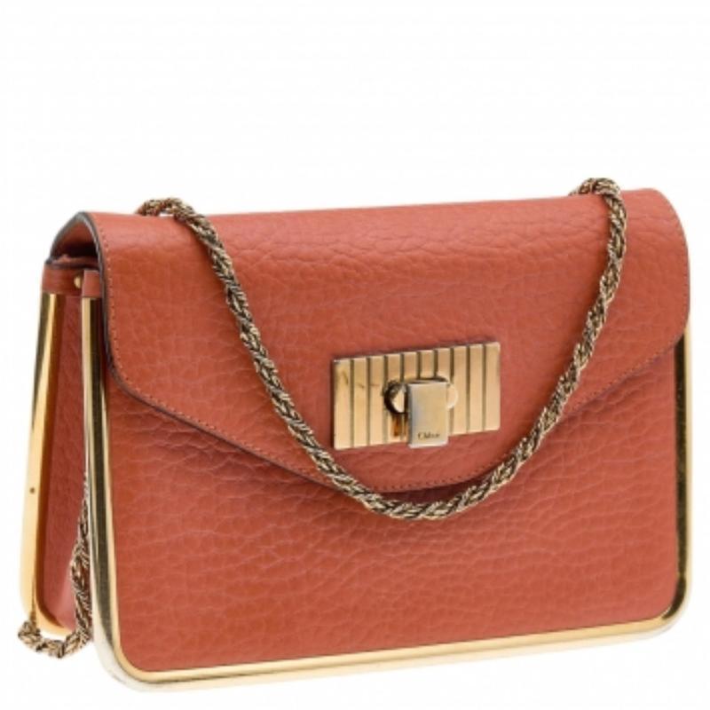 Chloe Orange Leder Kleine Sally Umhängetasche im Angebot 2