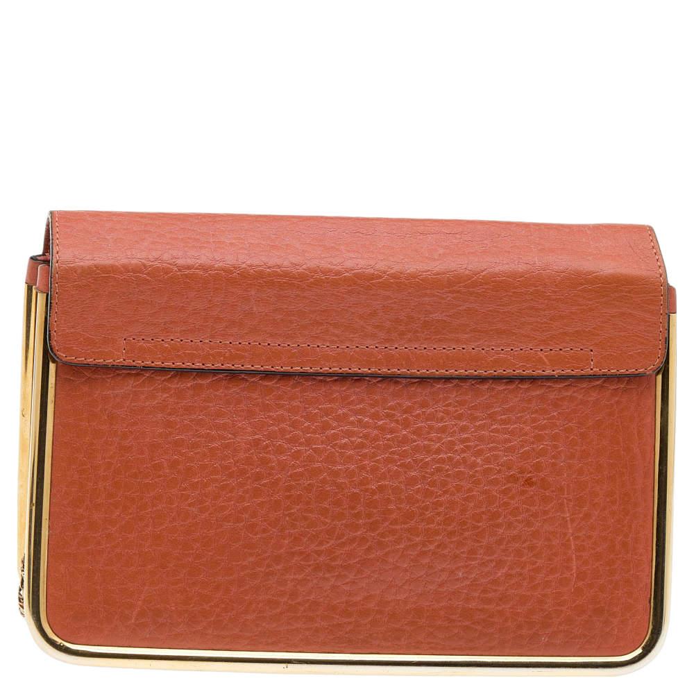 Chloe Orange Leather Small Sally Shoulder Bag For Sale 2