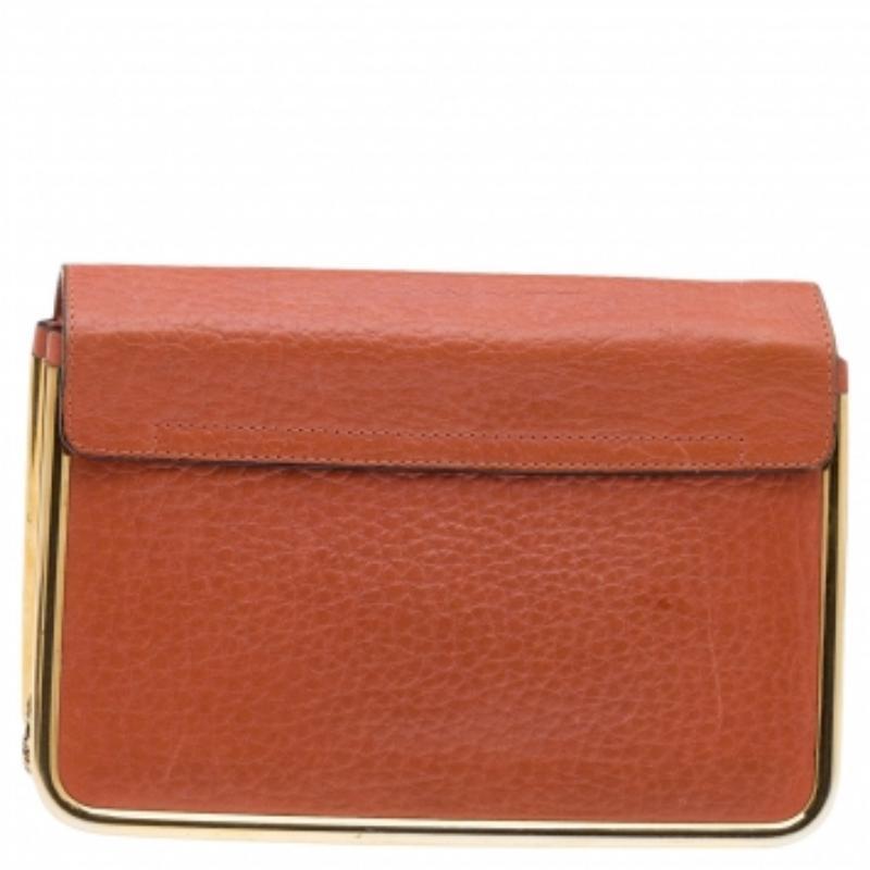 Chloe Orange Leder Kleine Sally Umhängetasche im Angebot 3