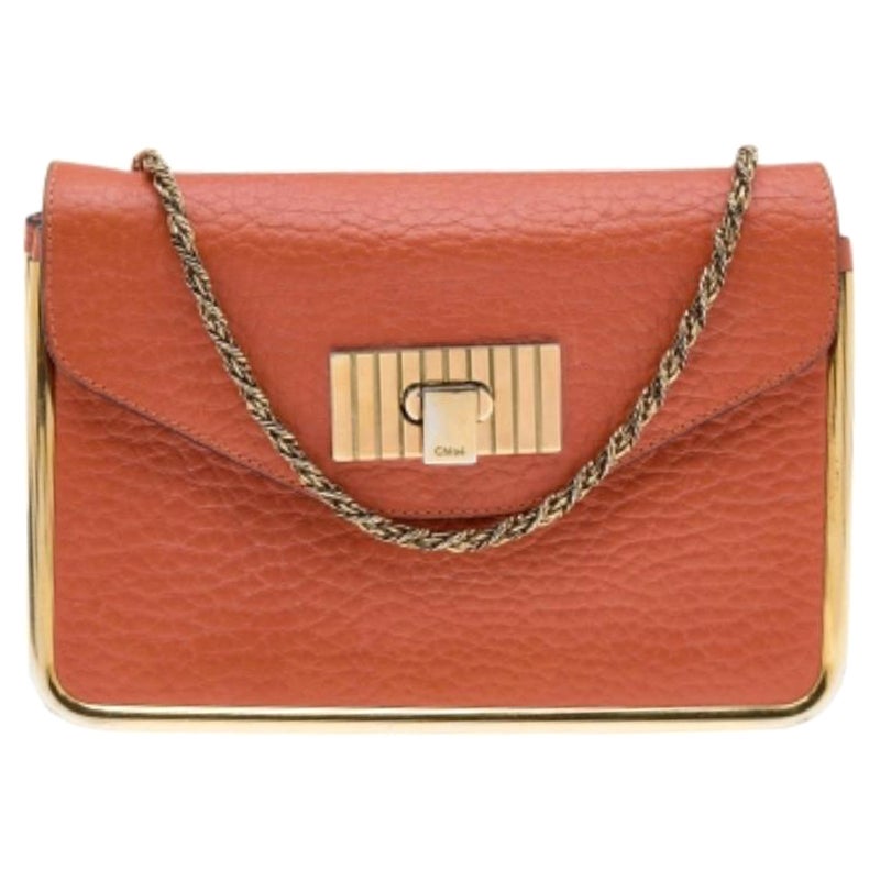 Chloe Orange Leather Small Sally Shoulder Bag