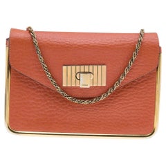 Used Chloe Orange Leather Small Sally Shoulder Bag