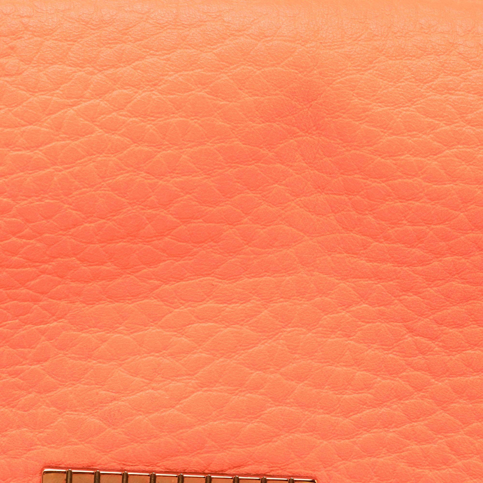 Chloe Orange Pebbled Leather Medium Sally Flap Shoulder Bag 9