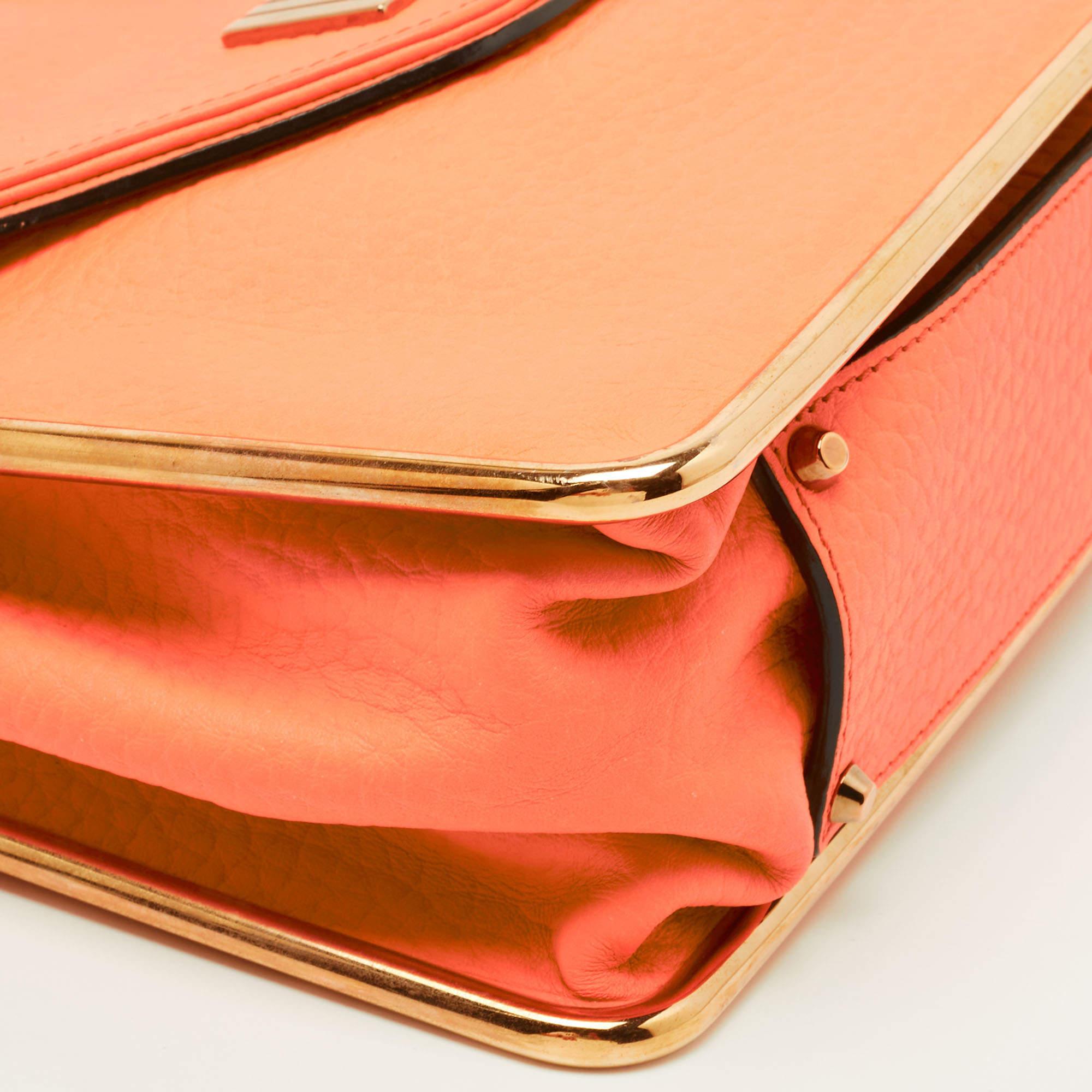 Chloe Orange Pebbled Leather Medium Sally Flap Shoulder Bag 4