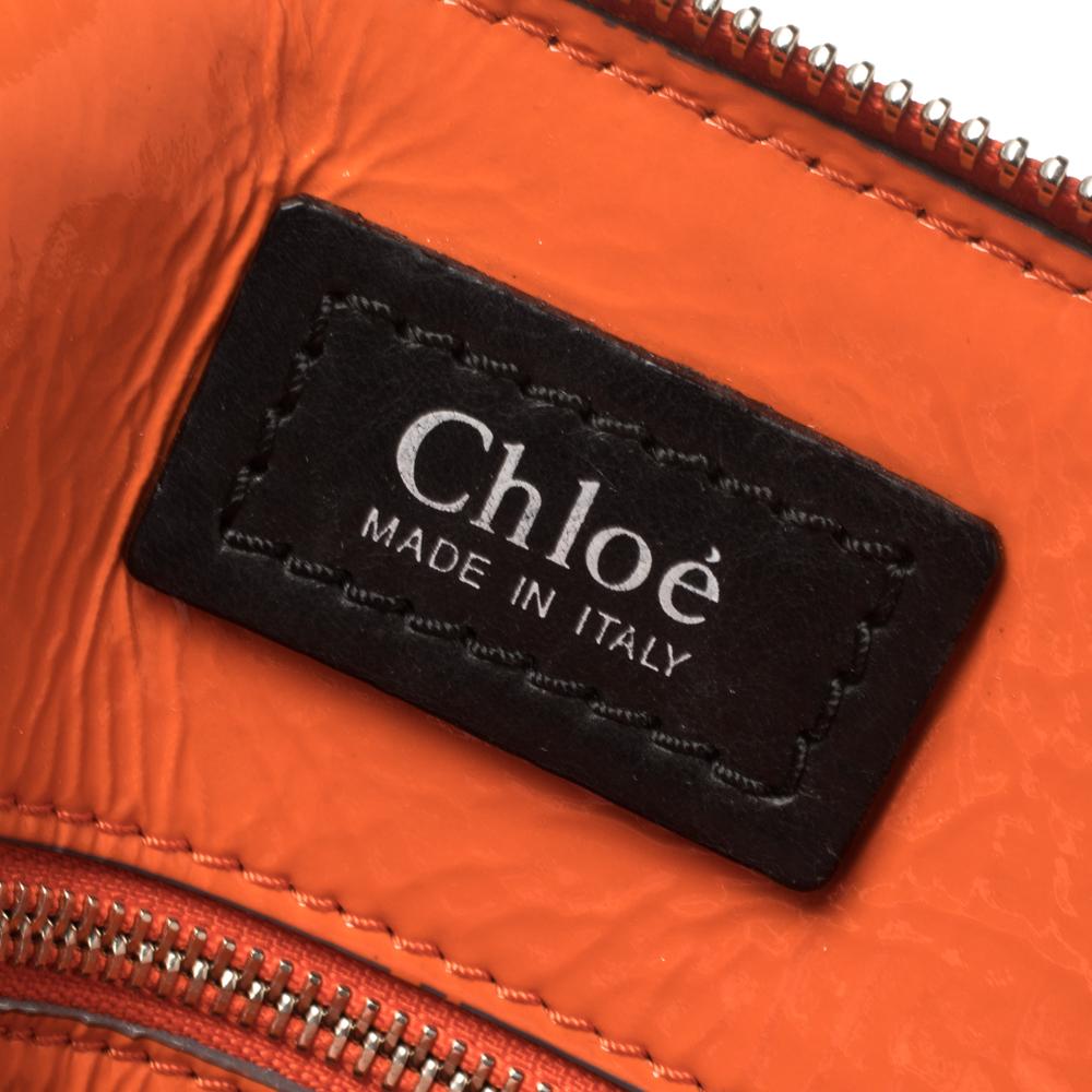 Chloe Orange Quilted Patent Leather Large Heloise Satchel 5