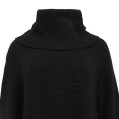 Chloé Oversized Long Turtleneck Sweater in Black Wool