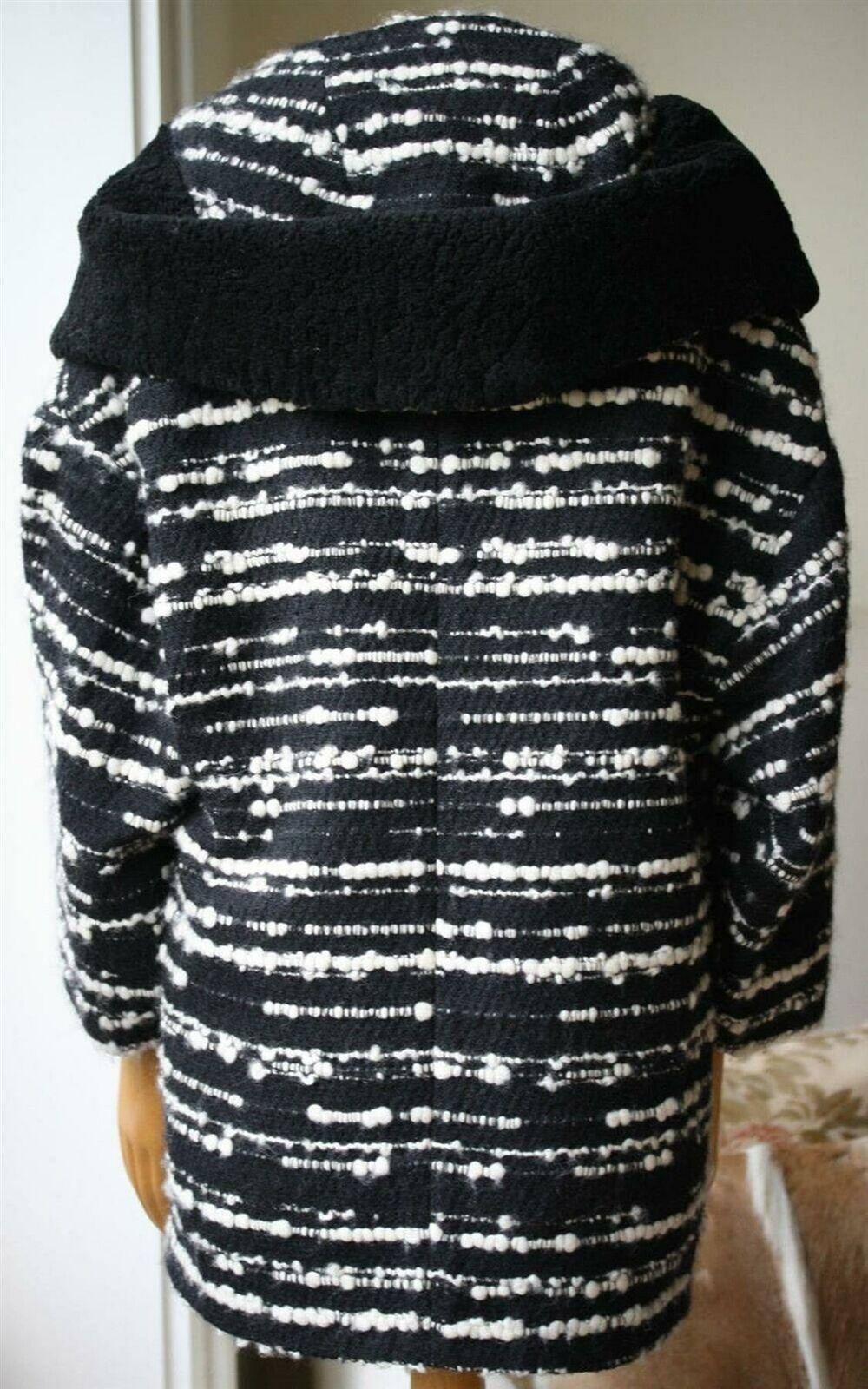 Black Chloé Oversized Shearling Trimmed Wool Blend Bouclé Coat