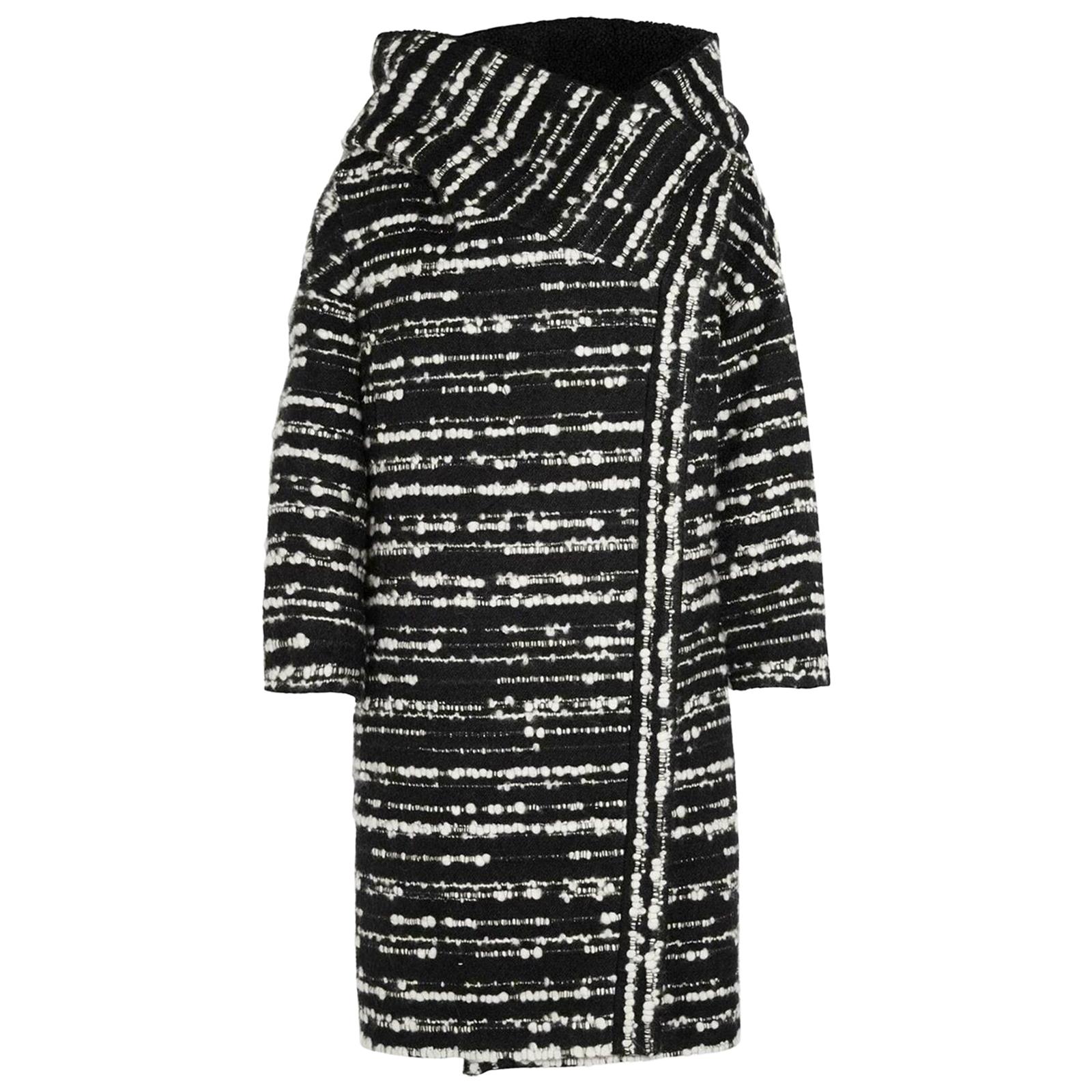 Chloé Oversized Shearling Trimmed Wool Blend Bouclé Coat