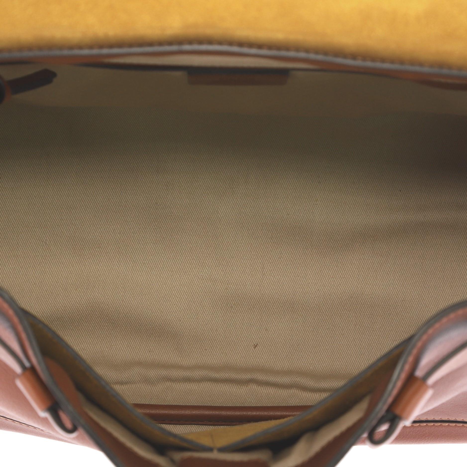 Chloe Owen Flap Bag Leather Small, crafted in brown leather In Good Condition In NY, NY