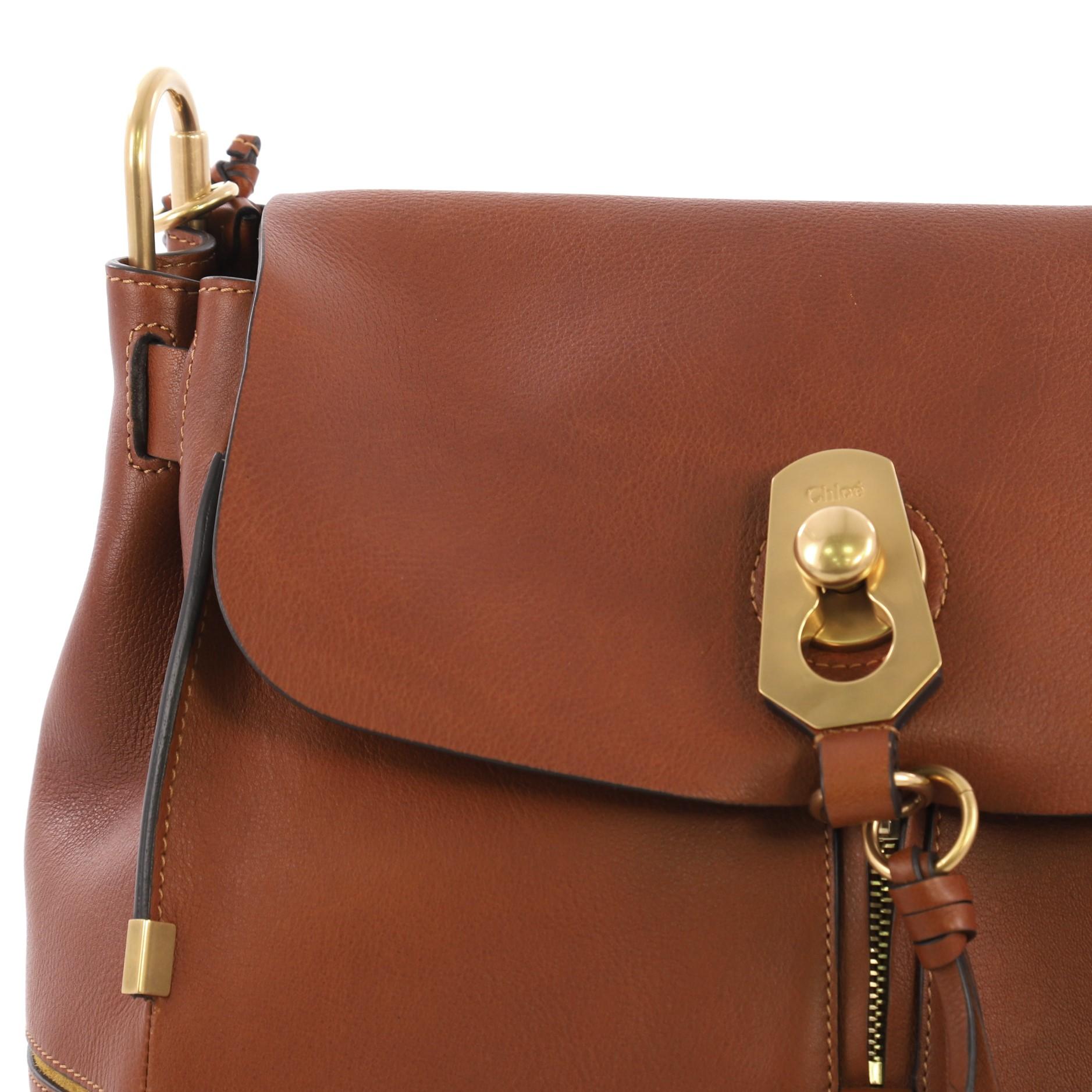 Chloe Owen Flap Bag Leather Small, crafted in brown leather 1