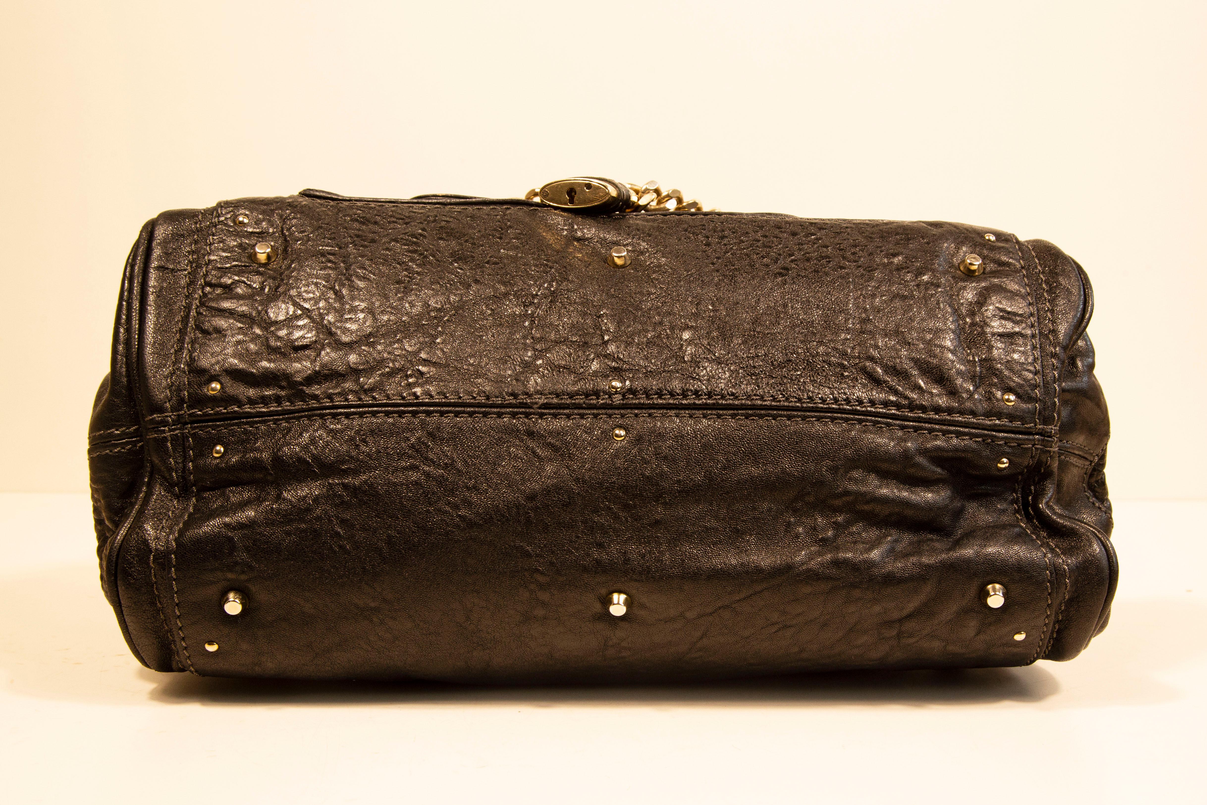 Women's Chloe Paddington Chain Handbag Shoulder Bag in Black Leather 2005 For Sale