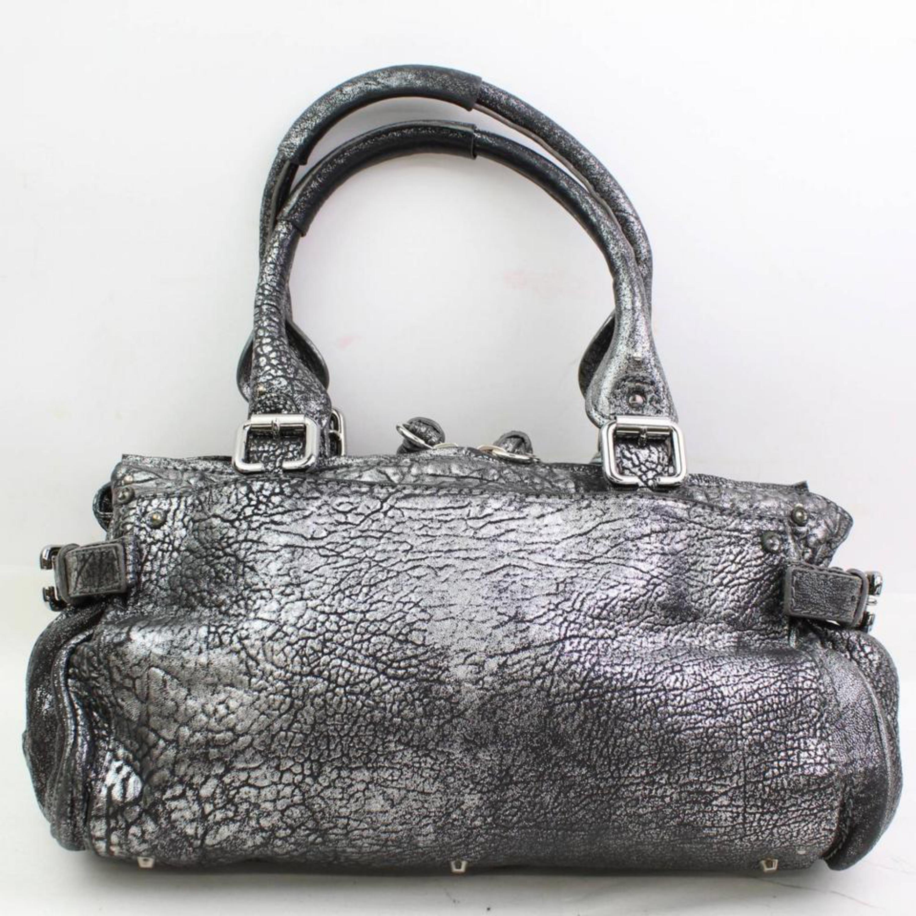 Chloé Paddington Limited Edition 866572 Silver Leather Shoulder Bag For Sale 1