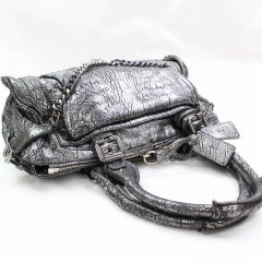 Chloé Paddington Limited Edition 867315 Metallic Pewter Leather Tote