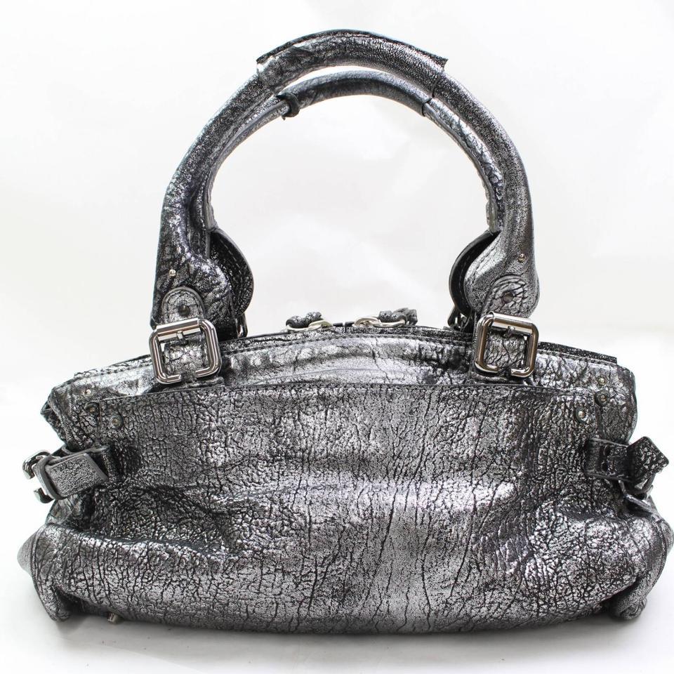 Chloé Paddington Limited Edition 867315 Metallic Pewter Leather Tote For Sale 1