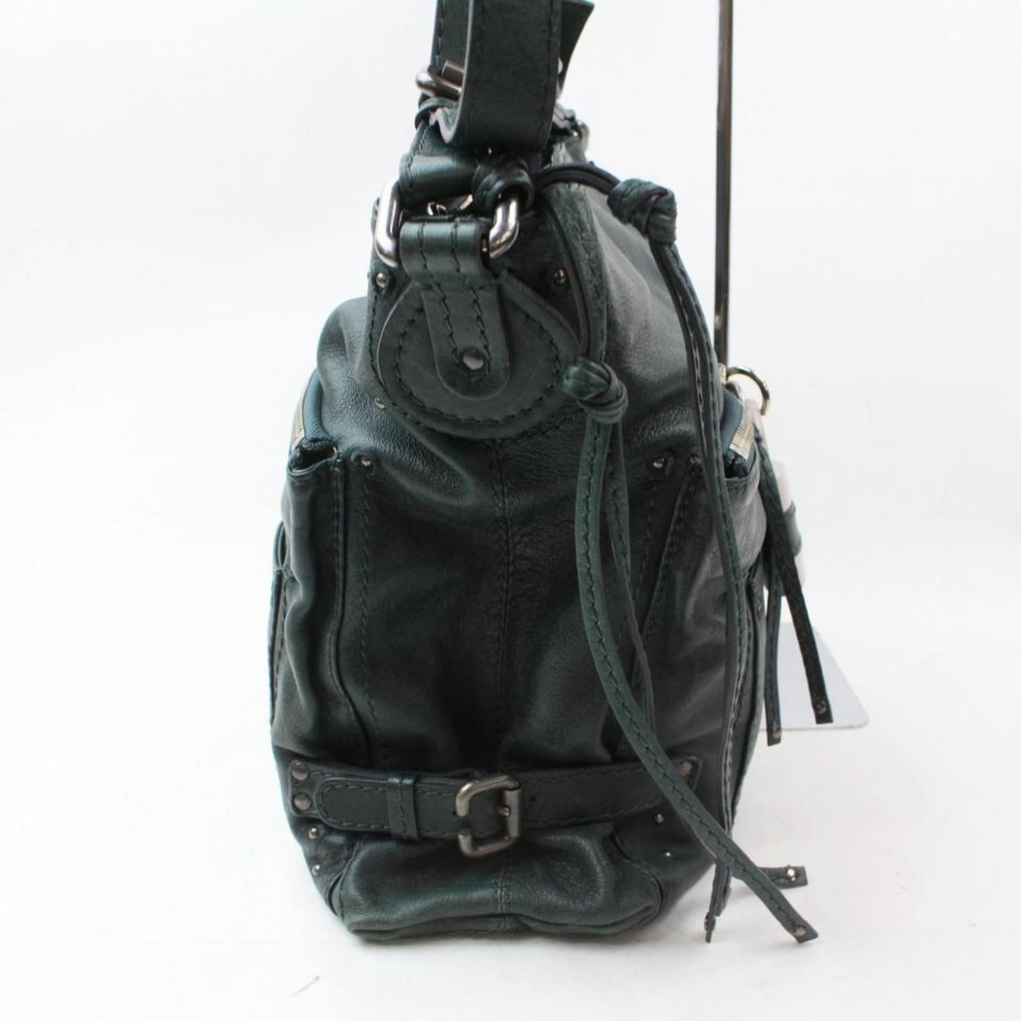 Chloé Paddington Padlock Hobo 868993 Green Leather Shoulder Bag For Sale 2