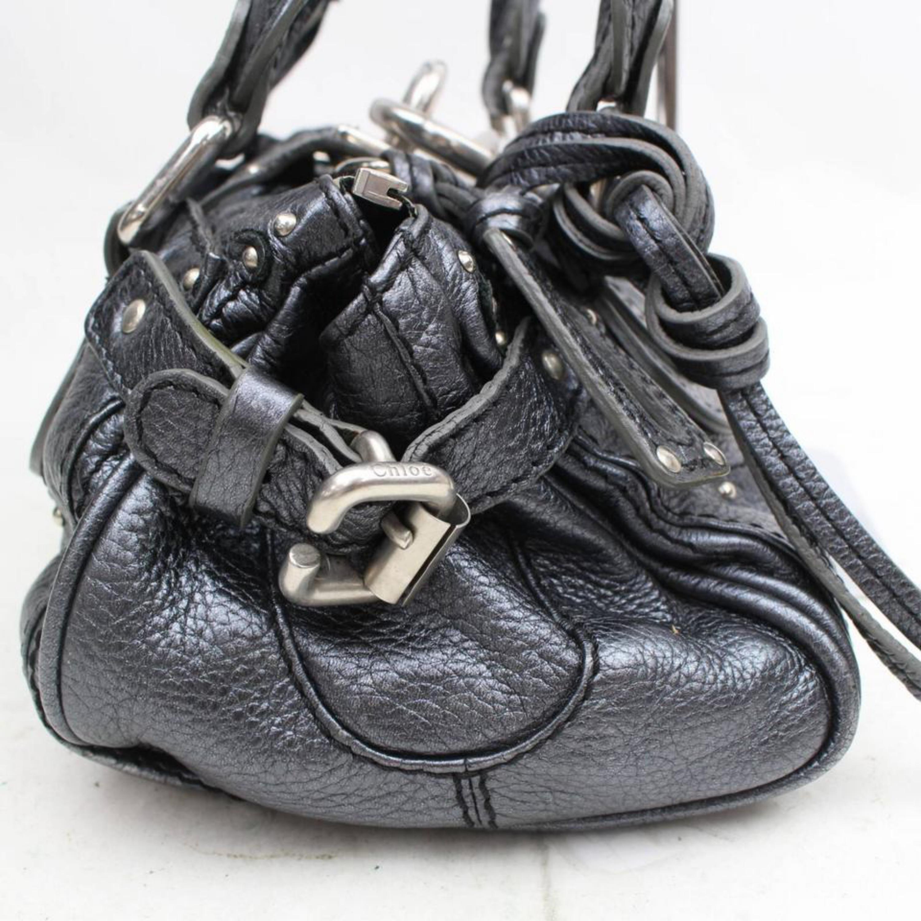 Chloé Paddington Pewter Metallic 869300 Silver Leather Shoulder Bag For Sale 5