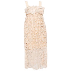 Chloe Pale Orange Floral Lace Empire Waist Midi Dress S