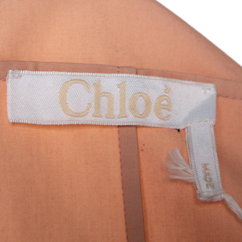 Beige Chloe Pansy Pink Cotton Bow Detail Cold Shoulder Dress M