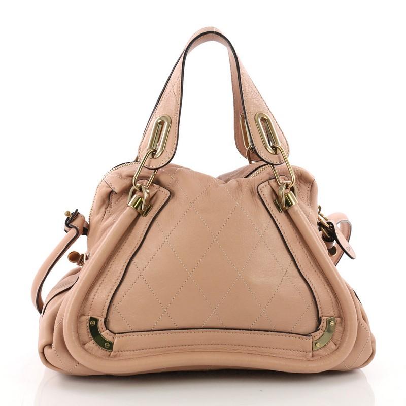 Chloe Paraty Handbag Quilted Leather Medium In Good Condition In NY, NY