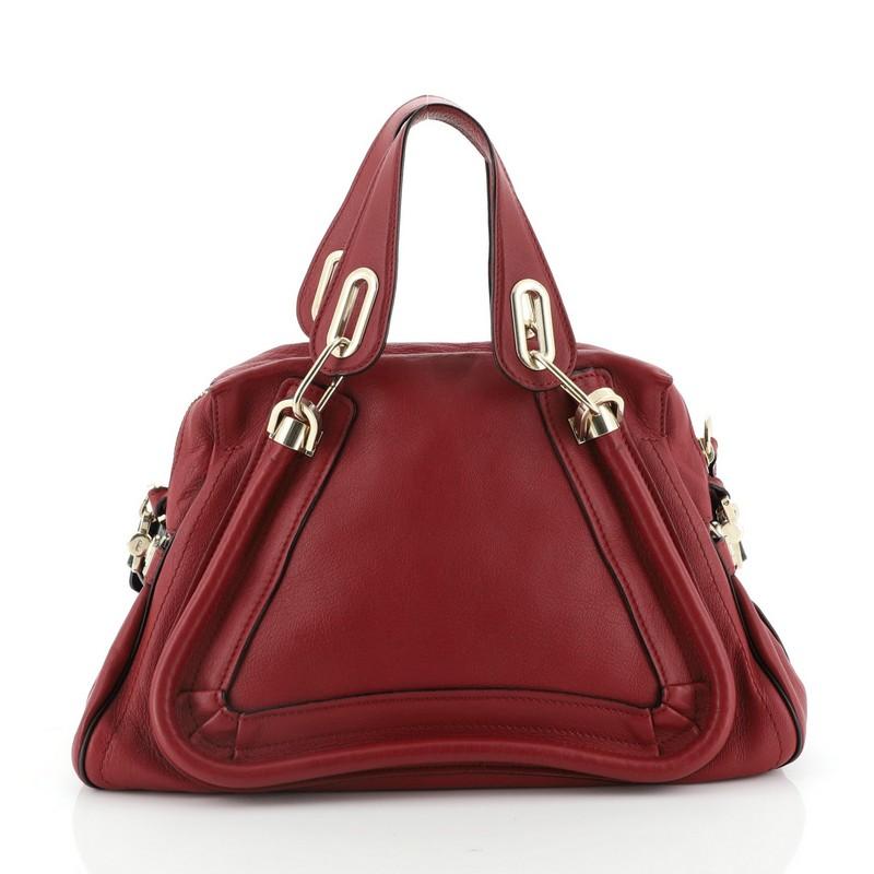 Brown Chloe Paraty Military Top Handle Bag Leather Medium