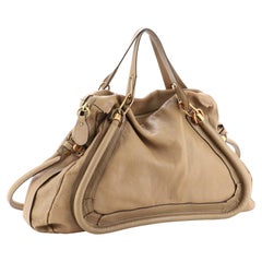 Vintage Chloe Paraty Top Handle Bag Leather Large Neutral