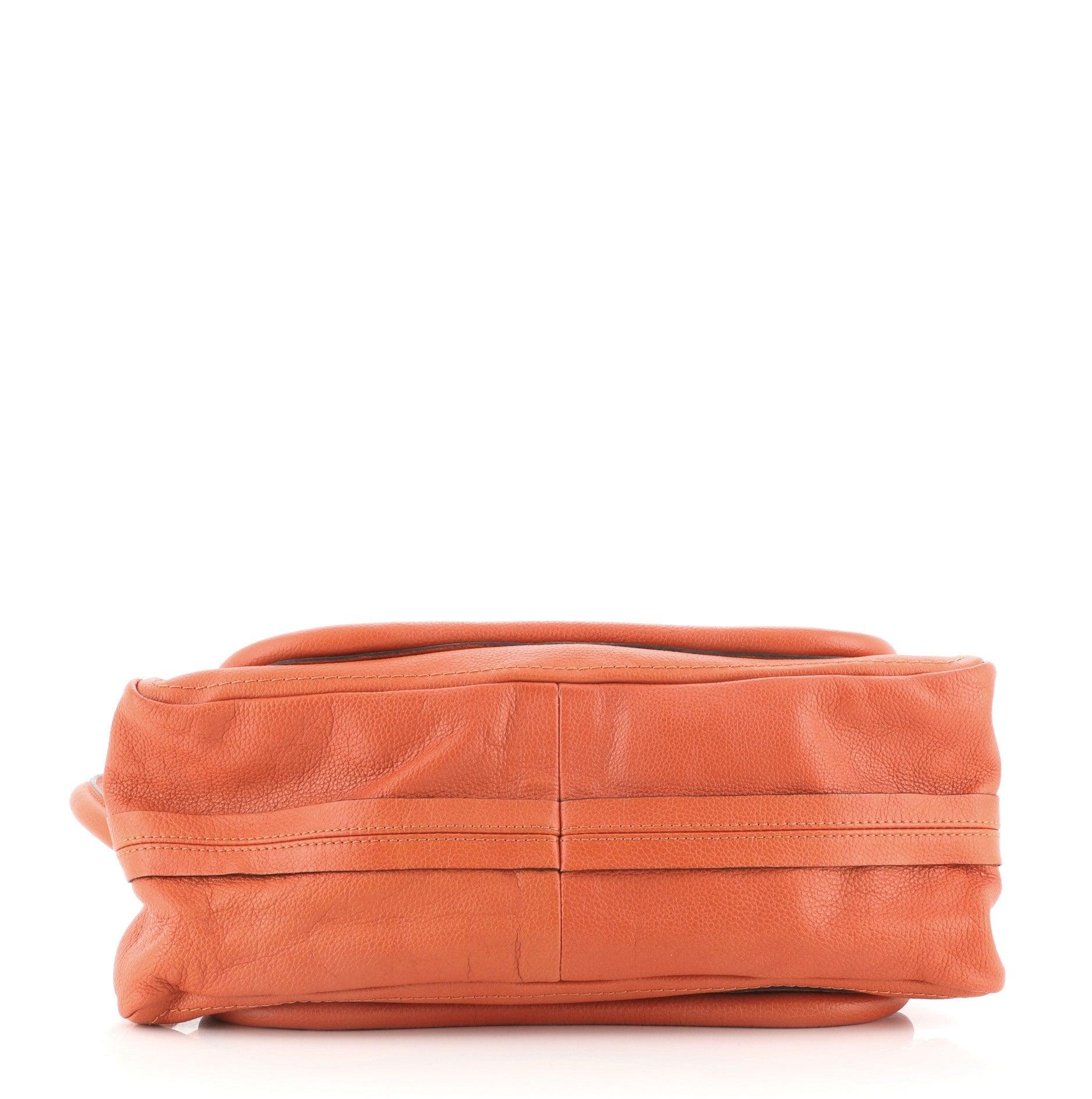 Chloe Paraty Top Handle Bag Leather Medium Orange In Good Condition For Sale In Irvine, CA