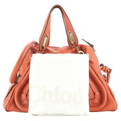 Chloe Paraty Top Handle Bag Leather Medium Orange