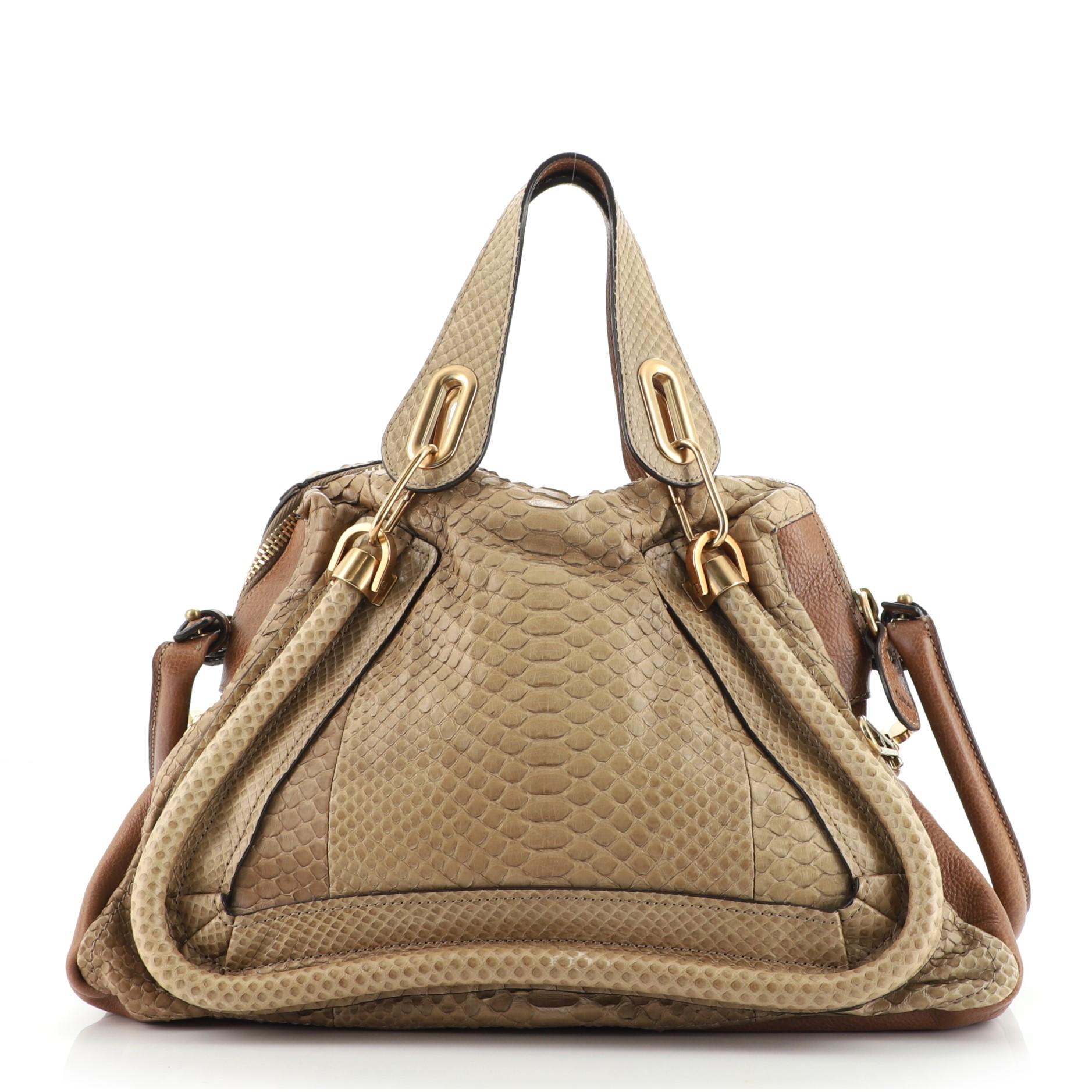 Chloe Paraty Top Handle Bag Python Medium In Good Condition In NY, NY
