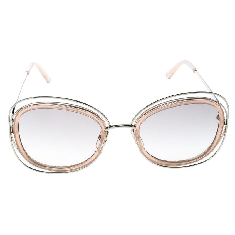 Adorn your looks with these super-stylish sunglasses by Chloe. Crafted with peach acetate, they feature square frames, shaded lenses, and slender temples, rendered in gold-tone metal. The oversized glasses are sure to protect your eyes from the sun