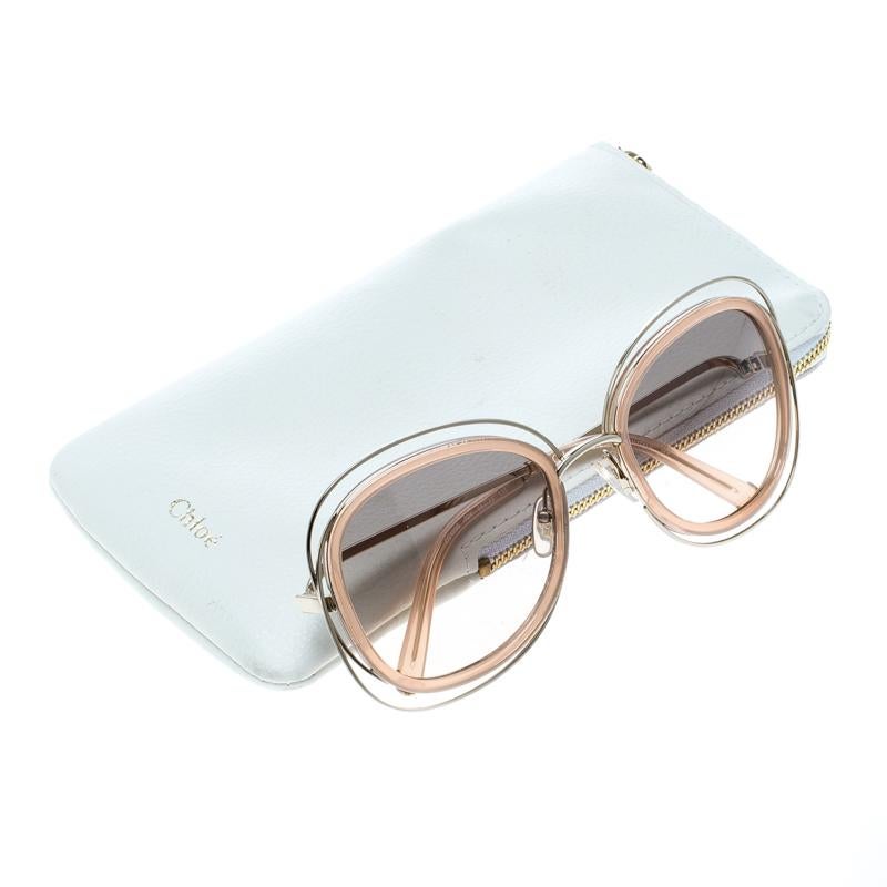Chloe Peach/Brown Gradient CE123S Carlina Oversized Square Sunglasses 1