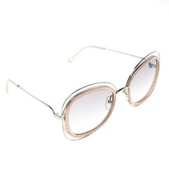 Chloe Peach/Brown Gradient CE123S Carlina Oversized Square Sunglasses