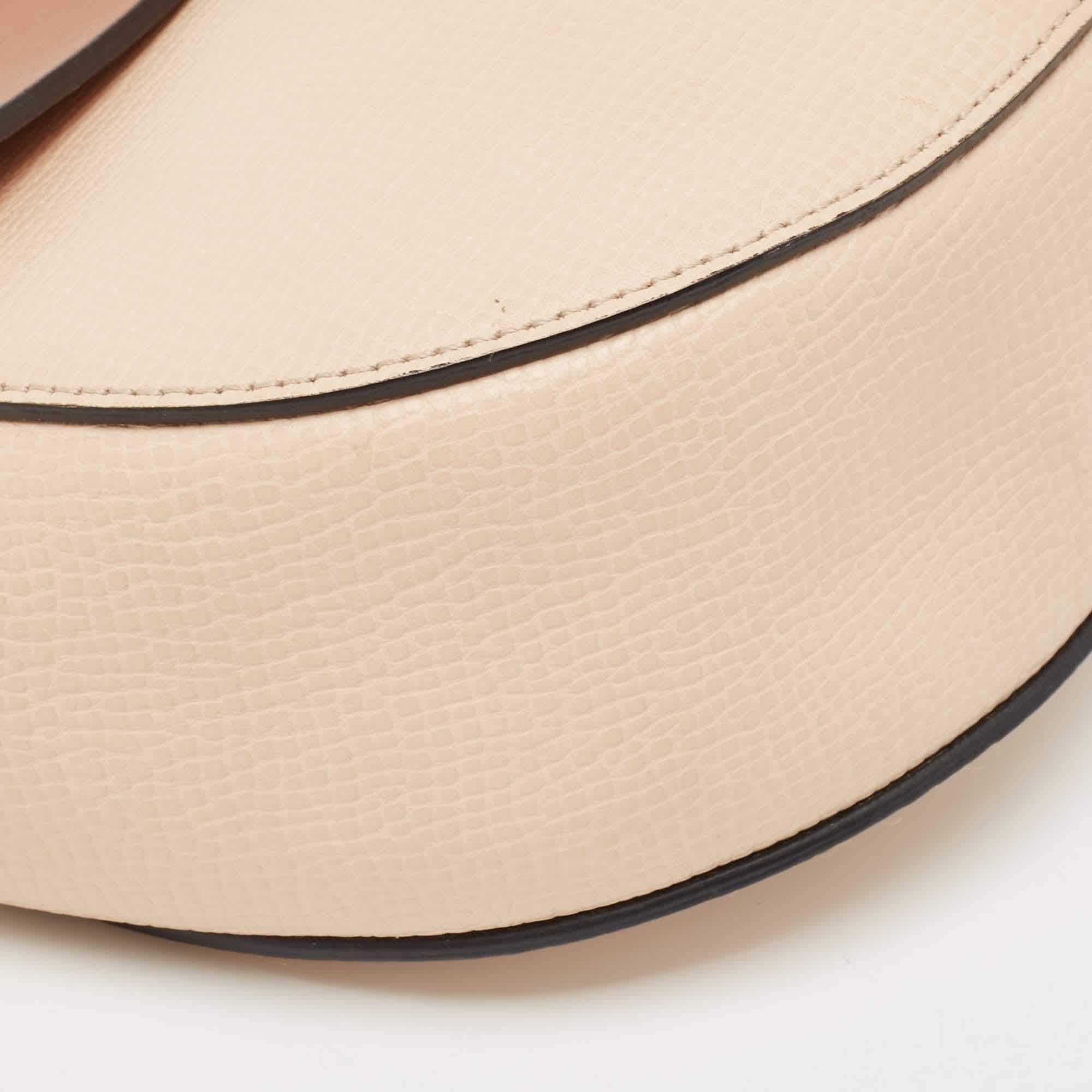 Chloe Peach/Brown Pebbled Leather Medium Drew Shoulder Bag en vente 7