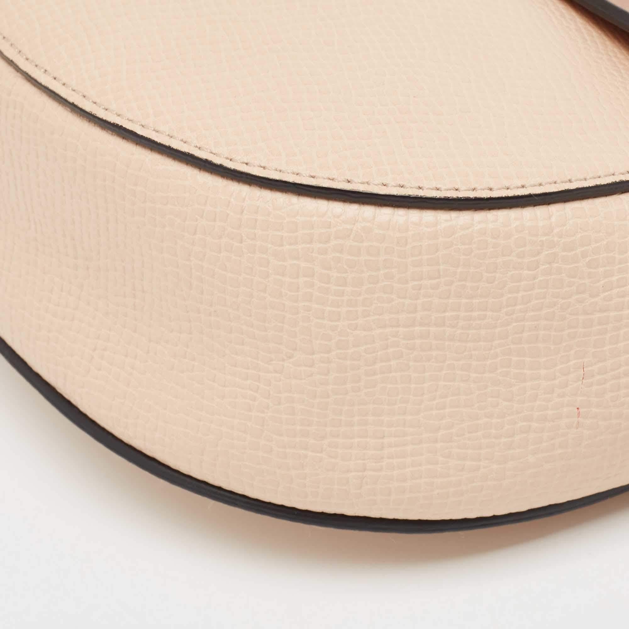 Chloe Peach/Brown Pebbled Leather Medium Drew Shoulder Bag For Sale 8