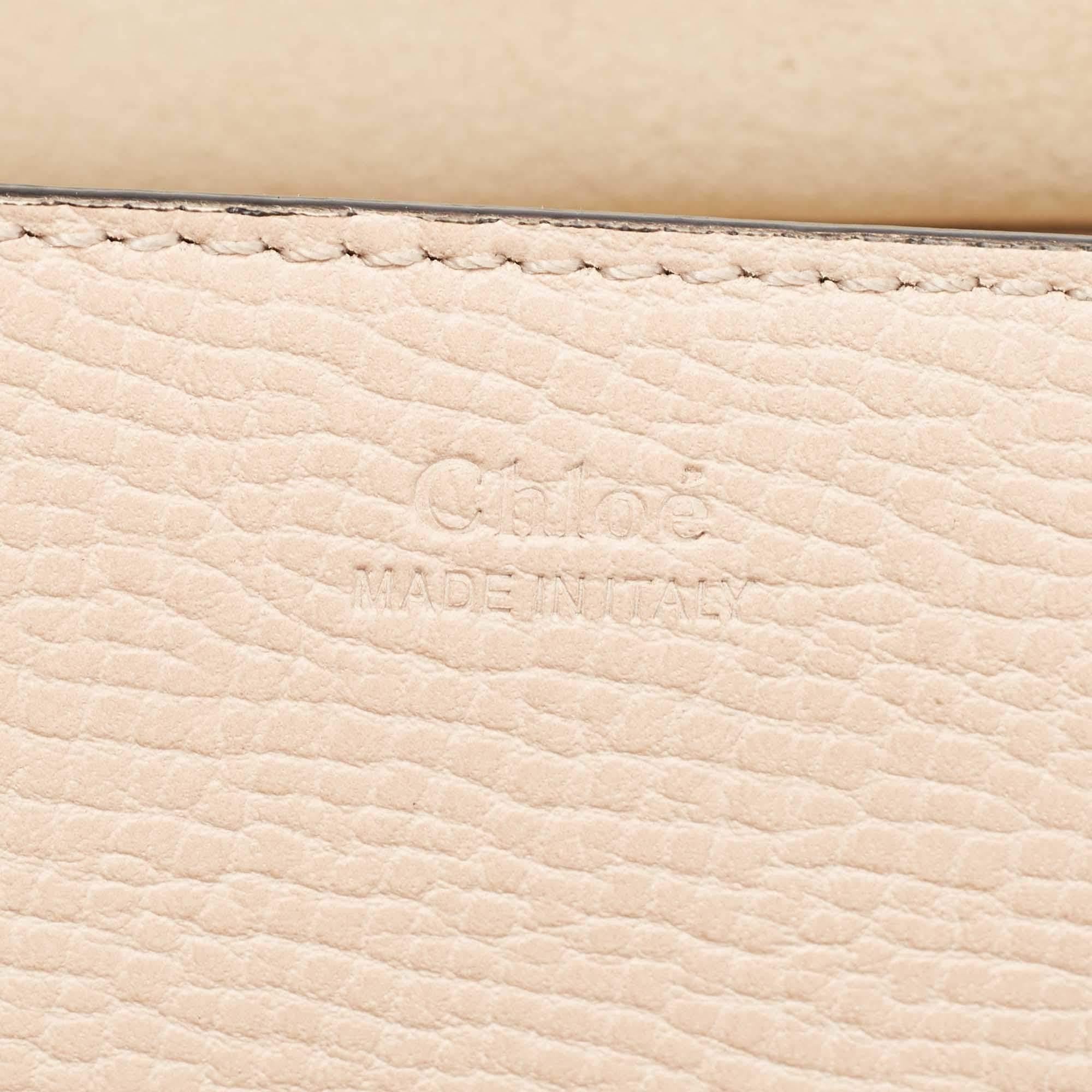 Chloe Peach/Brown Pebbled Leather Medium Drew Shoulder Bag For Sale 10