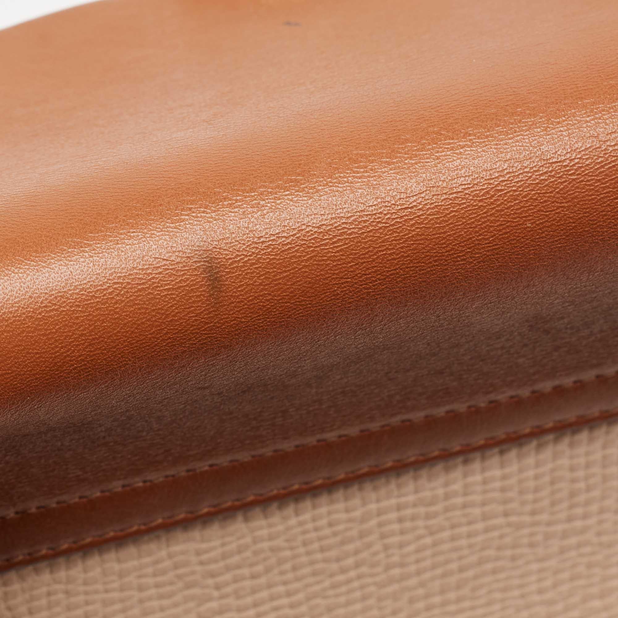 Chloe Peach/Brown Pebbled Leather Medium Drew Shoulder Bag en vente 5