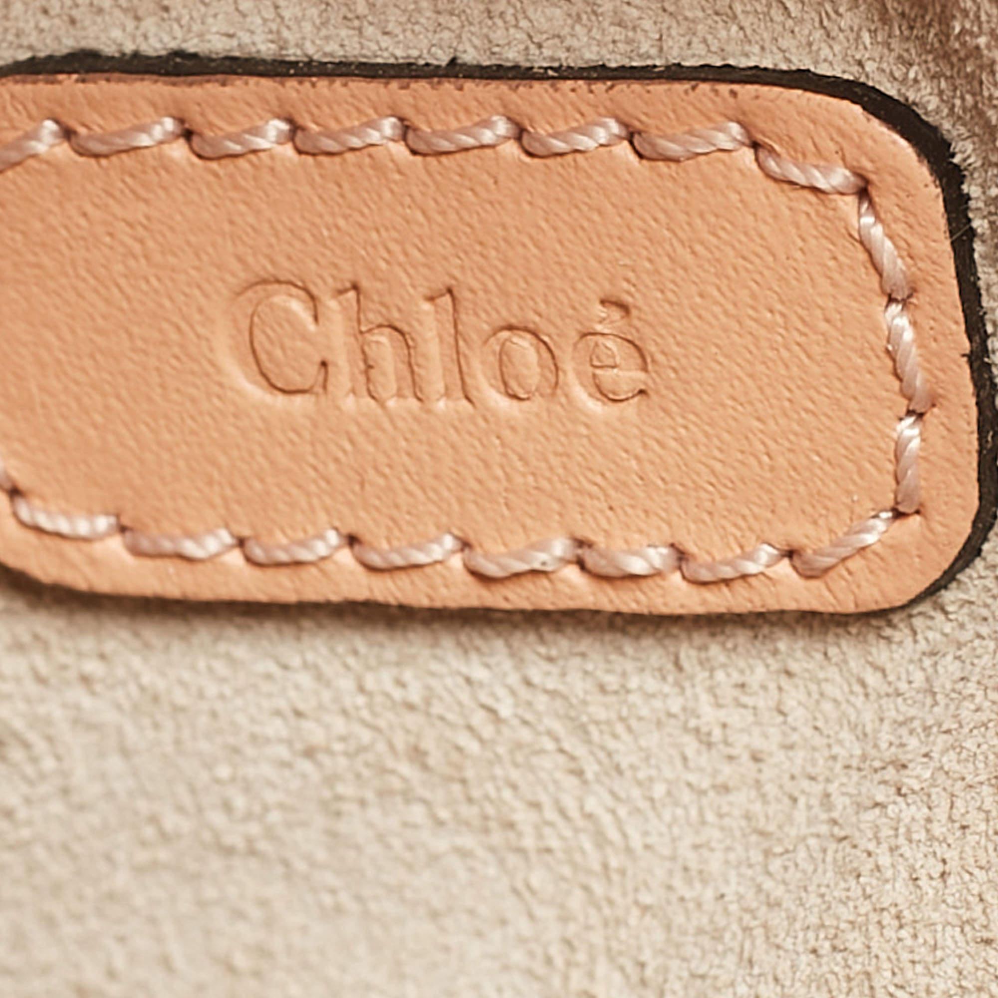 Chloe Peach Crocodile Embossed Leather Mini C Round Crossbody Bag For Sale 5