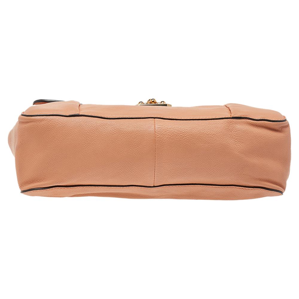 Chloe Peach Leather Large Elsie Shoulder Bag In Good Condition In Dubai, Al Qouz 2