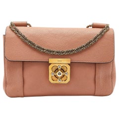 Chloe Peach Leather Medium Elsie Chain Flap Shoulder Bag