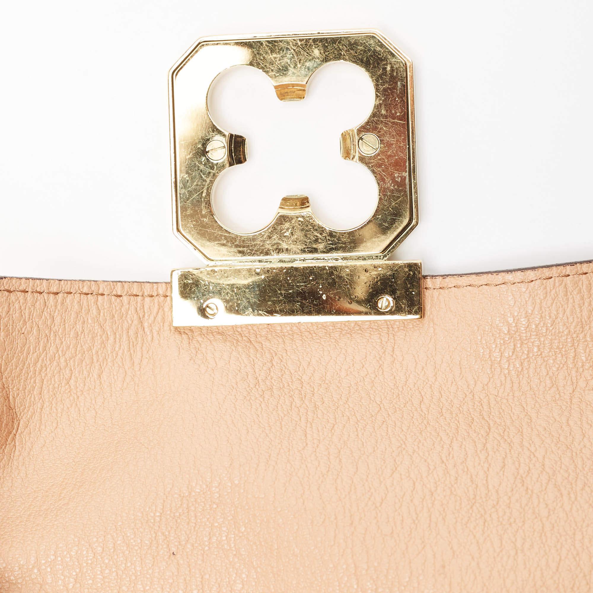 Women's Chloe Peach Leather Medium Elsie Shoulder Bag For Sale