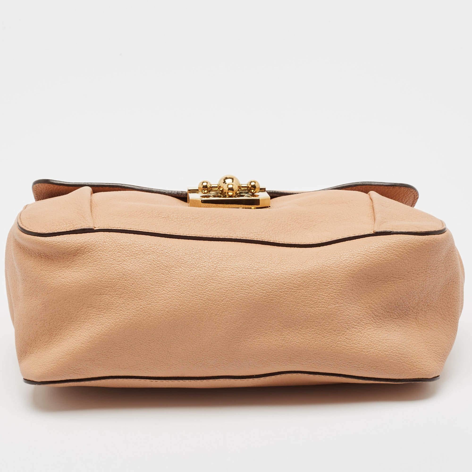 Chloe Peach Leather Medium Elsie Shoulder Bag For Sale 2