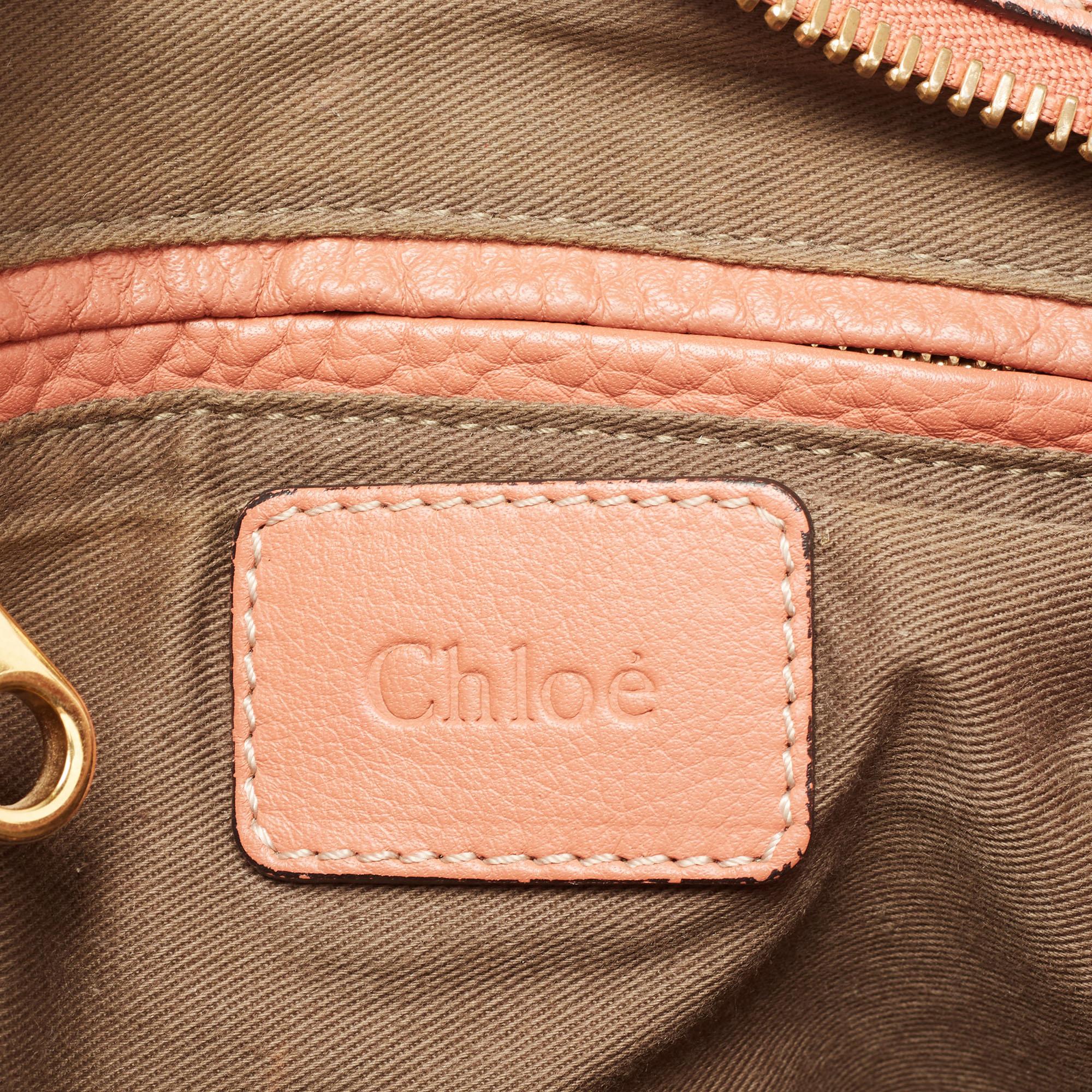 Orange Chloe Peach Leather Medium Marcie Shoulder Bag