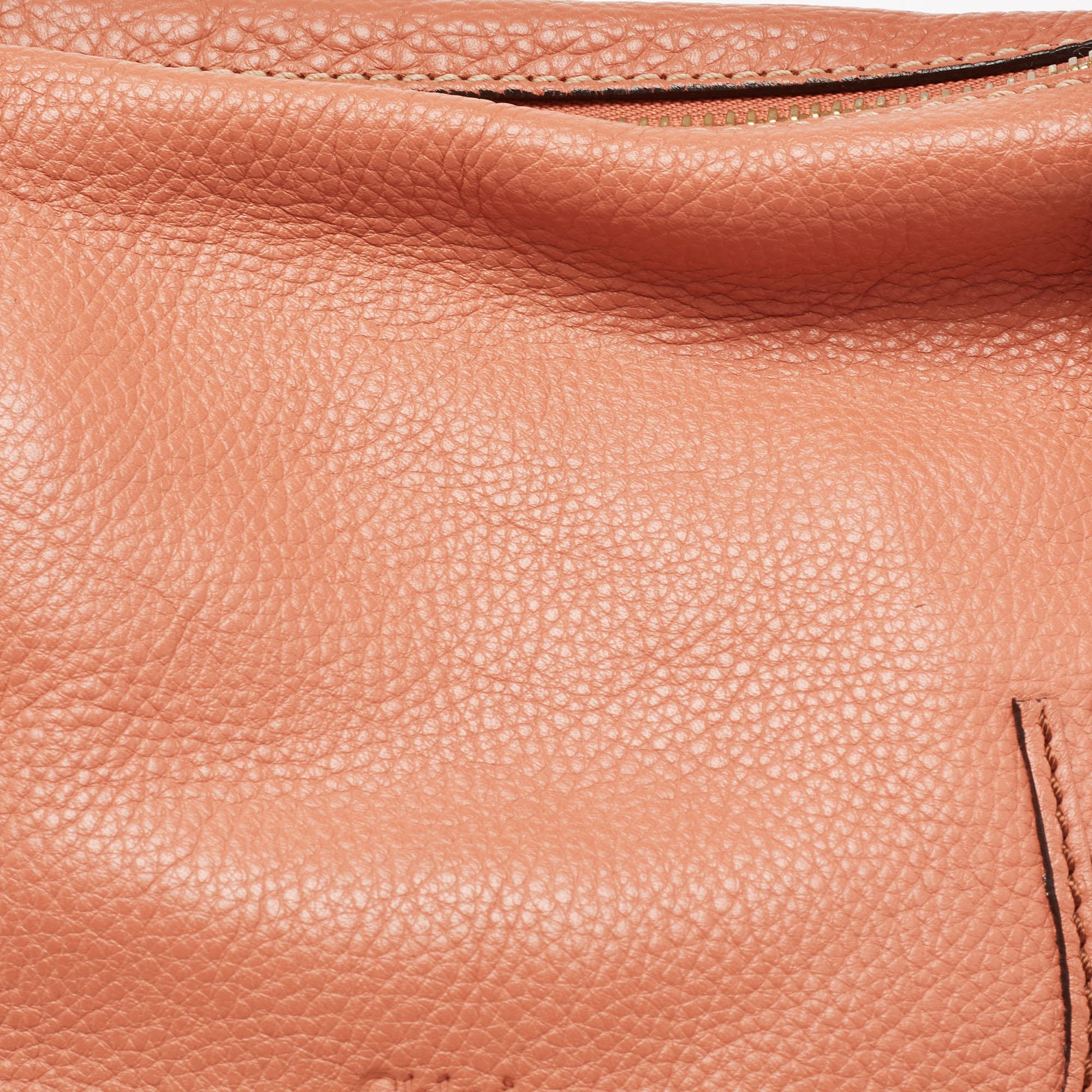 Women's Chloe Peach Leather Medium Marcie Shoulder Bag