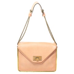 Chloe Peach Leather Medium Sally Shoulder Bag